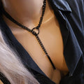 Women's ring sliding chain necklace stainless steel chain necklace punk rock collar necklace handmade available