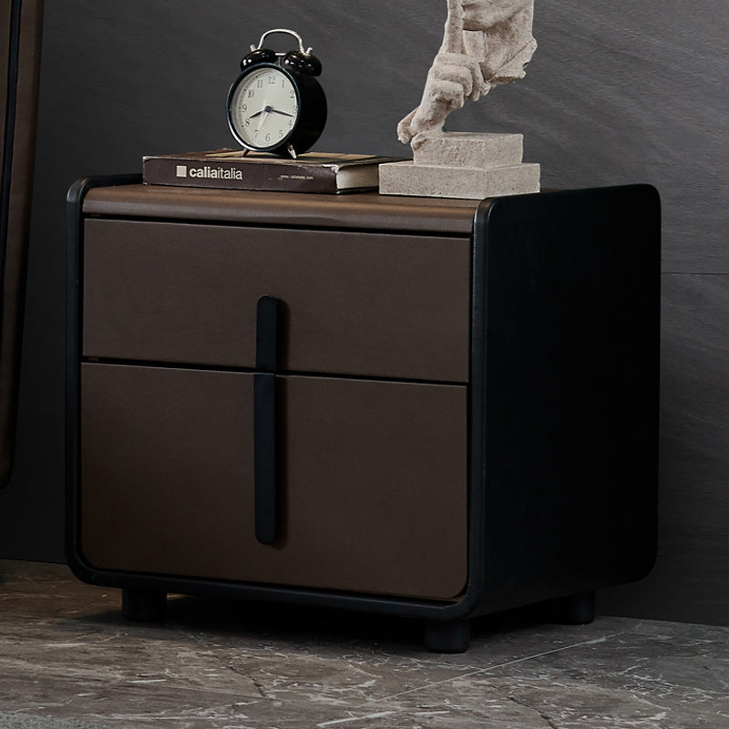 Minimalist modern bedside table - nordic italian style, minimalist leather storage nightstand, light luxury bedroom drawer furniture organizer