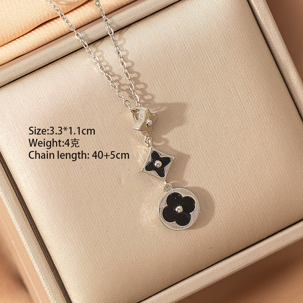 [set] cross-border light luxury four-leaf clover necklace women's earrings bracelet high-end niche fashion exquisite pendant jewelry