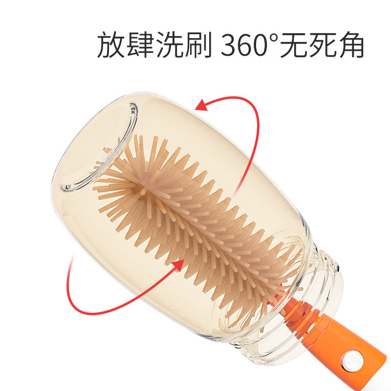 Babycare bottle brush set - includes silicone nipple brush, nano silver straw brush, and household cleaning brush for baby bottles