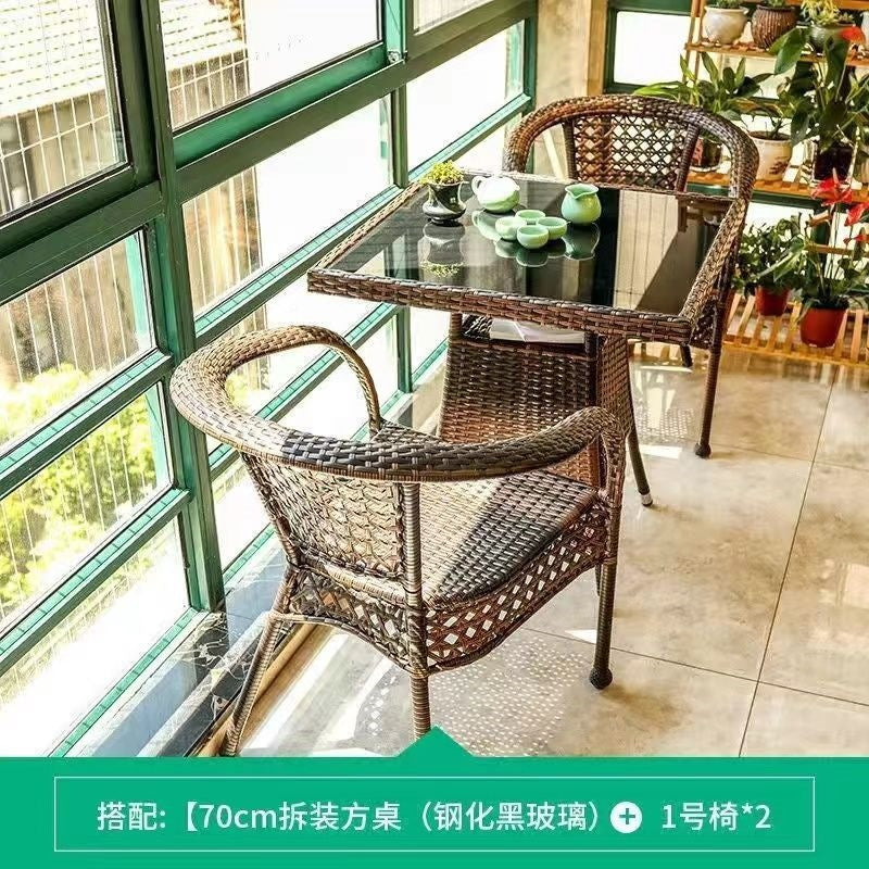 Three-piece rattan chair set casual tea table courtyard rattan outdoor table and chairs balcony tea table and chairs balcony casual table and chairs