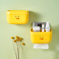Little yellow duck tissue box wall-mounted punch-free bathroom toilet paper holder cartoon cute waterproof storage box organizer shelf