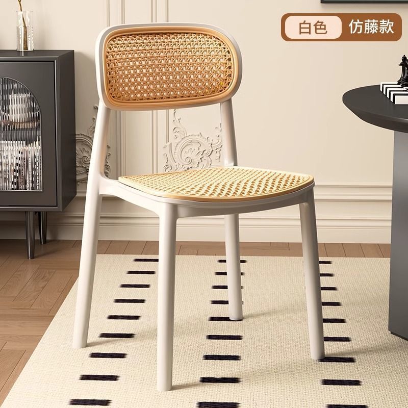 2025 new dining chair backrest plastic rattan chair home leisure chair spare stool stackable bench commercial