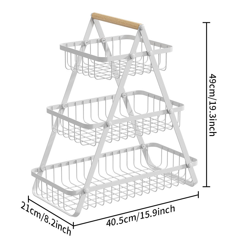 Customized wholesale wrought iron fruit basket removable double-layer vegetable fruit basket kitchen rack living room snack storage basket