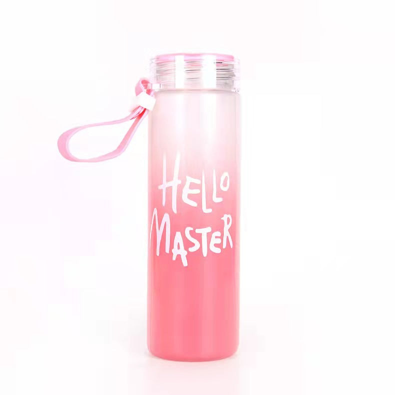 Portable colorful tumbler gradient glass cup frosted gift promotional water bottle custom logo printing