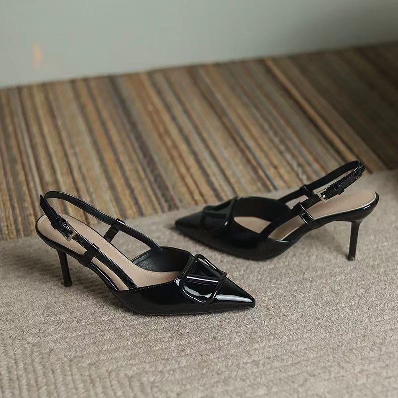 High heels women's french spring summerflats wedding shoes plus size fashion 2025 nude tweed styleeasiest for match stiletto toe