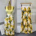 export 2026 summer new arrival: printed pleated a-line midi skirt with elastic waist and flared ruffle hem