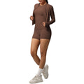new breathable brushed fleece long-sleeve workout set - solid color three-piece gym outfit for women