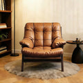Single sofa chair genuine cowhide medieval style living room for home study reading retro designer casualclassy lounge chair