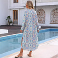 new european and american  cross-border printed casual beach vacation maxi dress