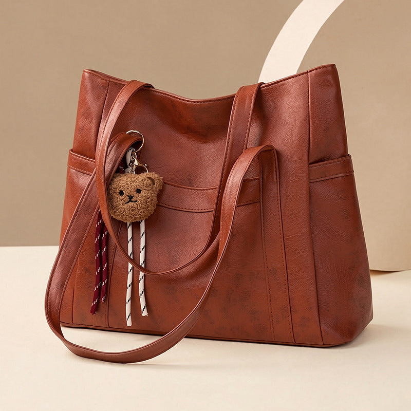 Large capacity fashionable versatile tote bag for women - 2026 spring retro new style casual commuter shoulder bag