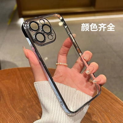 Suitable for iphone17 mobile phone case electroplated hard case apple 16 anti-fall protective case apple 16pro mobile phone case