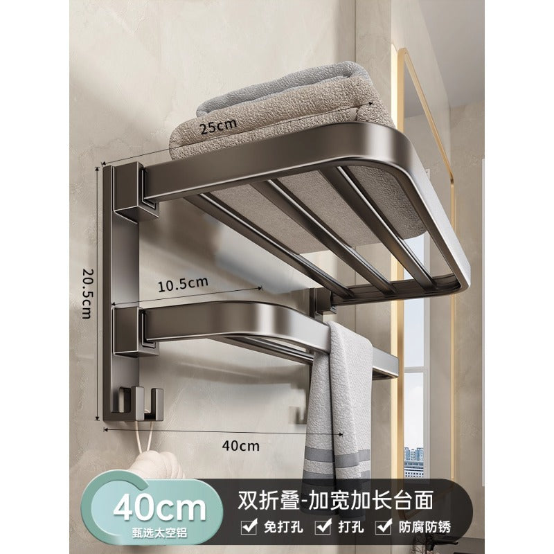 No punching gun gray towel storage rack bathroom space aluminum bath towel rack bathroom bathroom hardware pendant suit