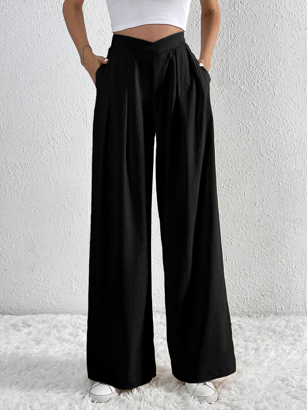 spring/summer new arrival: cross-border  fashion - european & american style commute-ready pleated wide-leg casual trousers, loose fit long pants