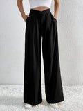 spring/summer new arrival: cross-border  fashion - european & american style commute-ready pleated wide-leg casual trousers, loose fit long pants