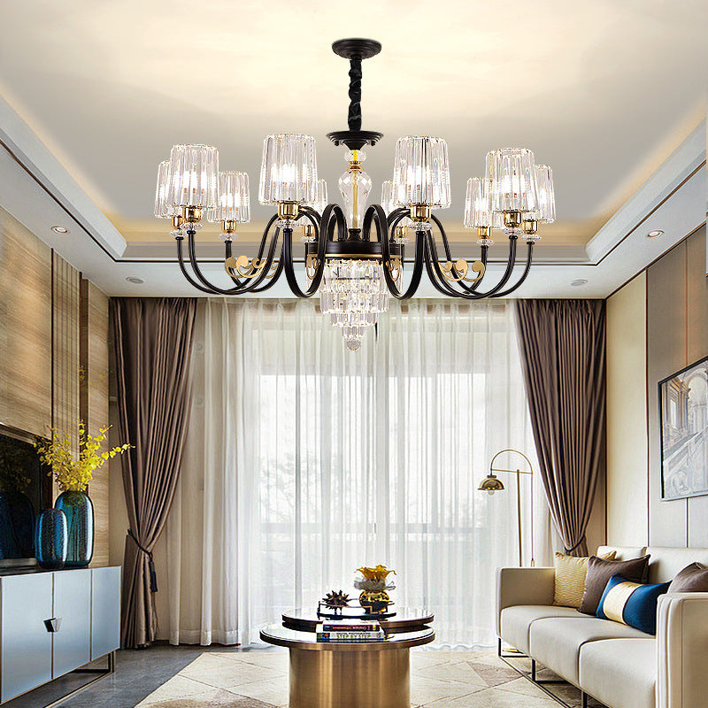 Living room lamp modern simple atmosphere light luxury hall high-end lighting villa duplex building American lamp crystal chandelier
