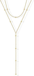Stainless steel starburst multi-layer beaded y-necklace - adjustable fashion necklace for everyday wear, perfect gift for her