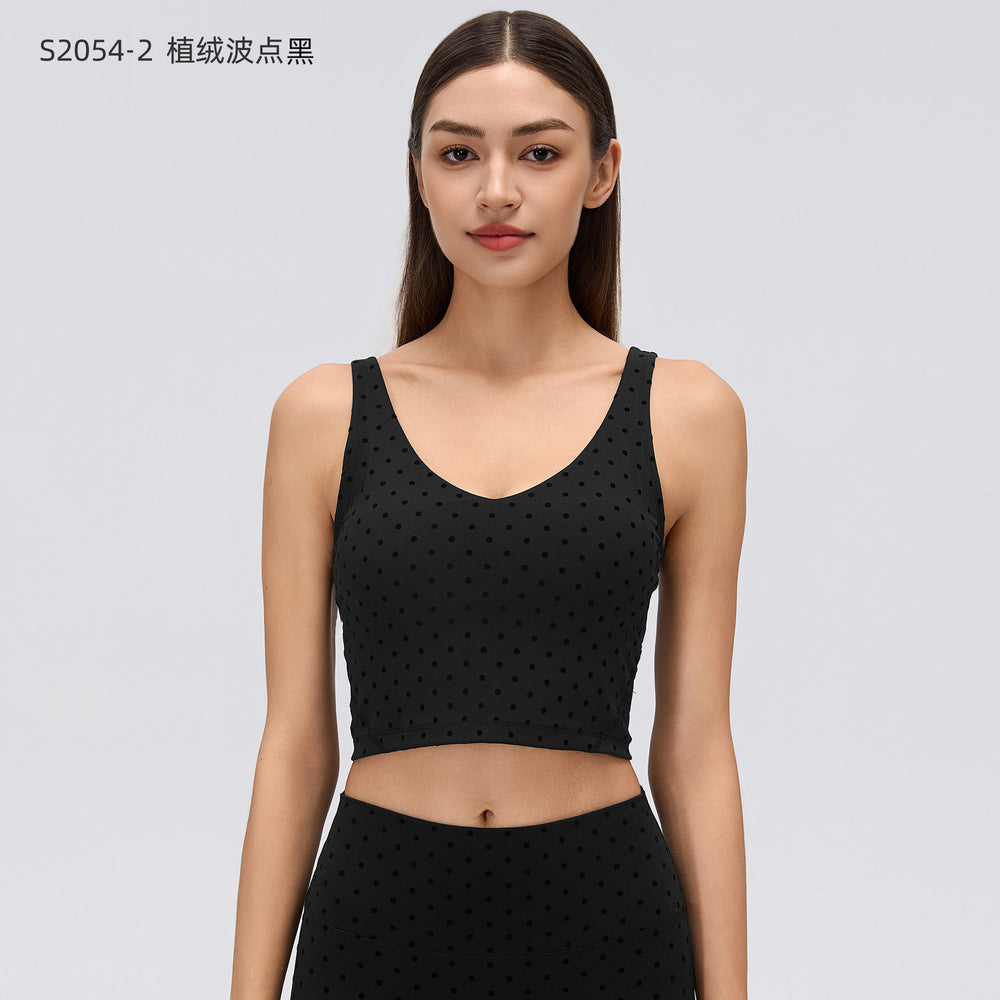 Big brand same style beautiful black polka dot yoga leggings women's stand collar jacket outwear silmslimming look sports suit