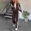 fashion color block two-piece set for women: autumn casual activewear collection - perfect for us & european cross-border e-commerce (, )