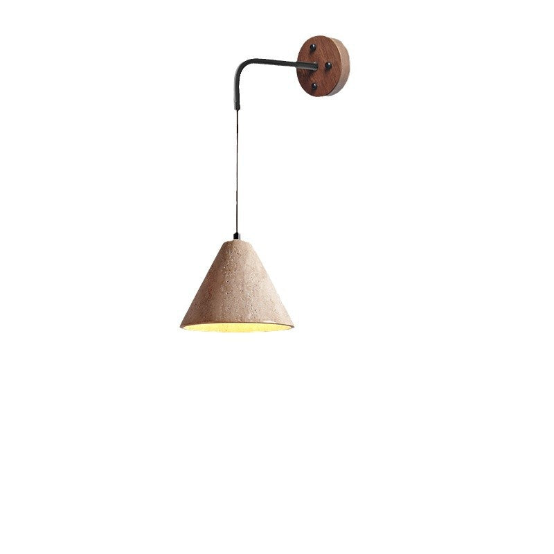 Yellow travertine Japanese-style wabi-sabi wind bedroom bedside wall lamp cream wind living room medieval designer retro homestay lamp