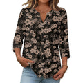 Amazon european goods  summer button-down shirt, three-quarter sleeve v-neck blouse, fashionable casual loose top
