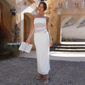 european and american women's clothing  summer new casual sleeveless ruched cami top and slim-fit maxi skirt set