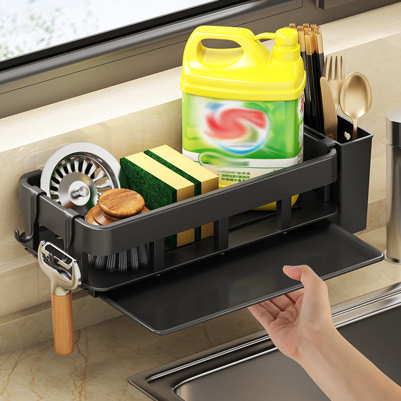 Sponge rack, carbon steel, kitchen sundries, detergent storage rack, rag rack, wall-mounted sink drain rack