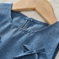 summer new girls' denim-style outfit: bowknot patchwork tank top and pants two-piece set - european & american style, cross-border fashion