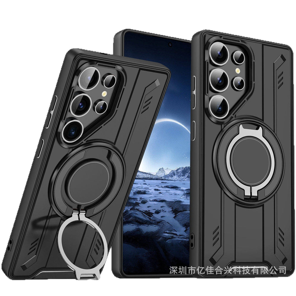 Suitable for samsung s26ultra lingsheng cross-border mecha mobile phone case a56 rotating magnetic bracket anti-fall protective cover