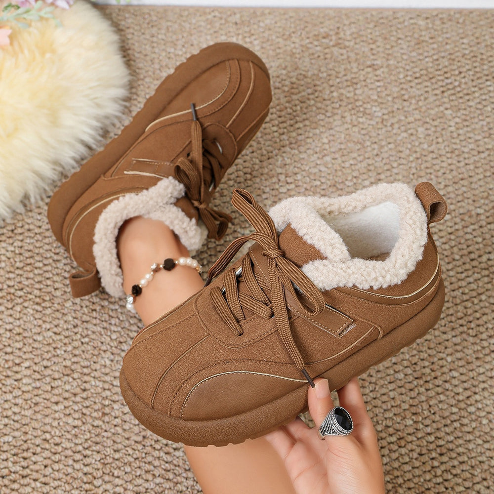 plus sizeelegantfleece-linedheattech german training shoes for women fall and winternew arrival front tie backretro soft bottom anti-snow boots