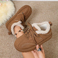 plus sizeelegantfleece-linedheattech german training shoes for women fall and winternew arrival front tie backretro soft bottom anti-snow boots
