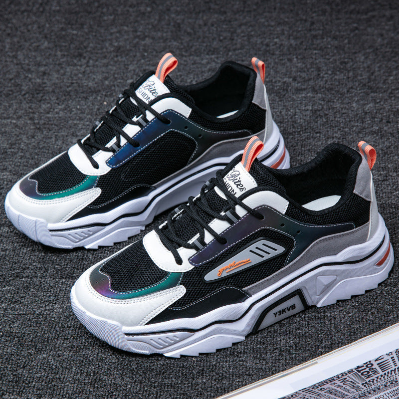 Men's shoes: 2025 spring new arrivals - breathable, versatile mesh athletic casual sneakers for teens, height increasing, dad shoes, and trendy instagram style