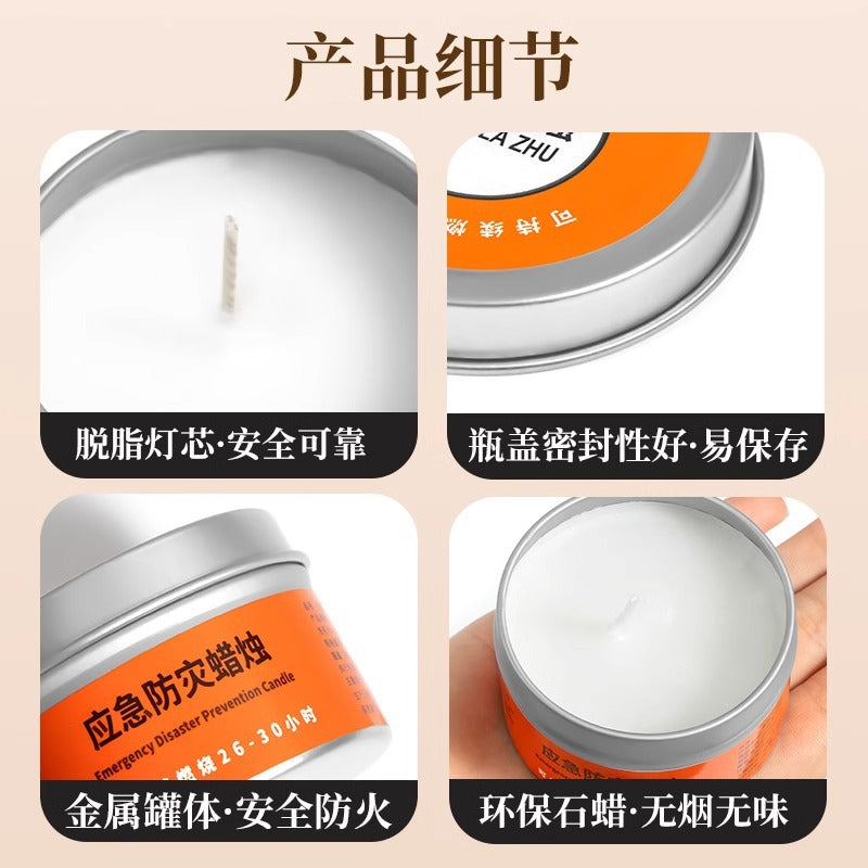 Emergency disaster prevention candle odorless smokeless candle large rescue typhoon power outage lighting tin can paraffin waterproof