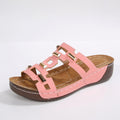 metal buckle wedge heel slippers  summernew arrivalplatform shoesplus sizethick sole one-line sandals women's wholesale