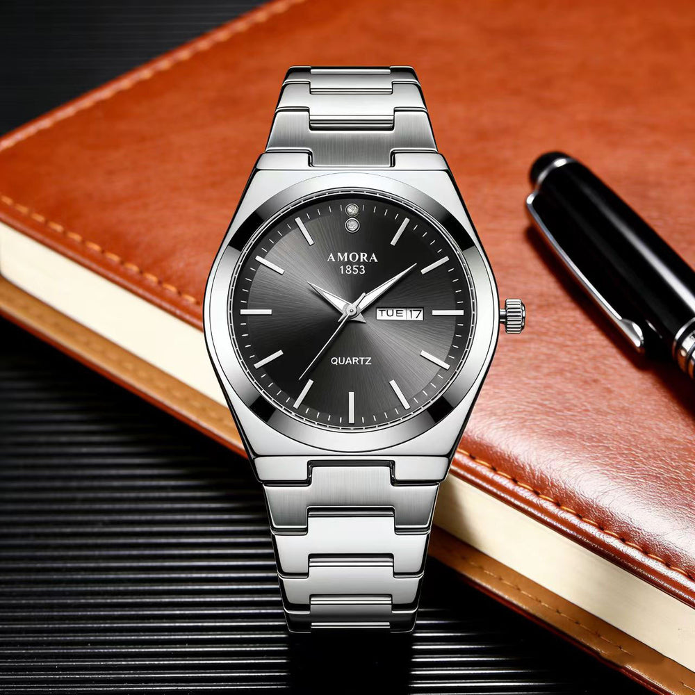 Authentic new men's watch - automatic, waterproof, fashionable business style, trendy dual calendar, designer wristwatch for men