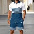 hot-selling men's polo shirt set, new summer two-piece casual short-sleeve and shorts set, dropshipping available