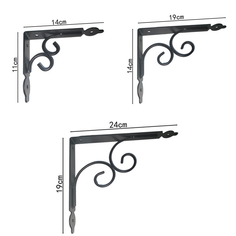 European style flower triangle bracket bracket triangle support iron frame wall storage rack layer right angle fixed tripod bracket