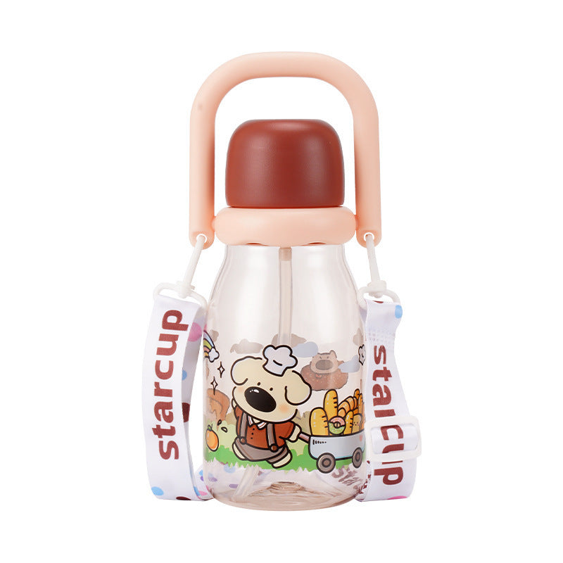 Summer new arrival: cute cartoon plastic water bottle for girls - stylish, portable, and perfect for students on the go!