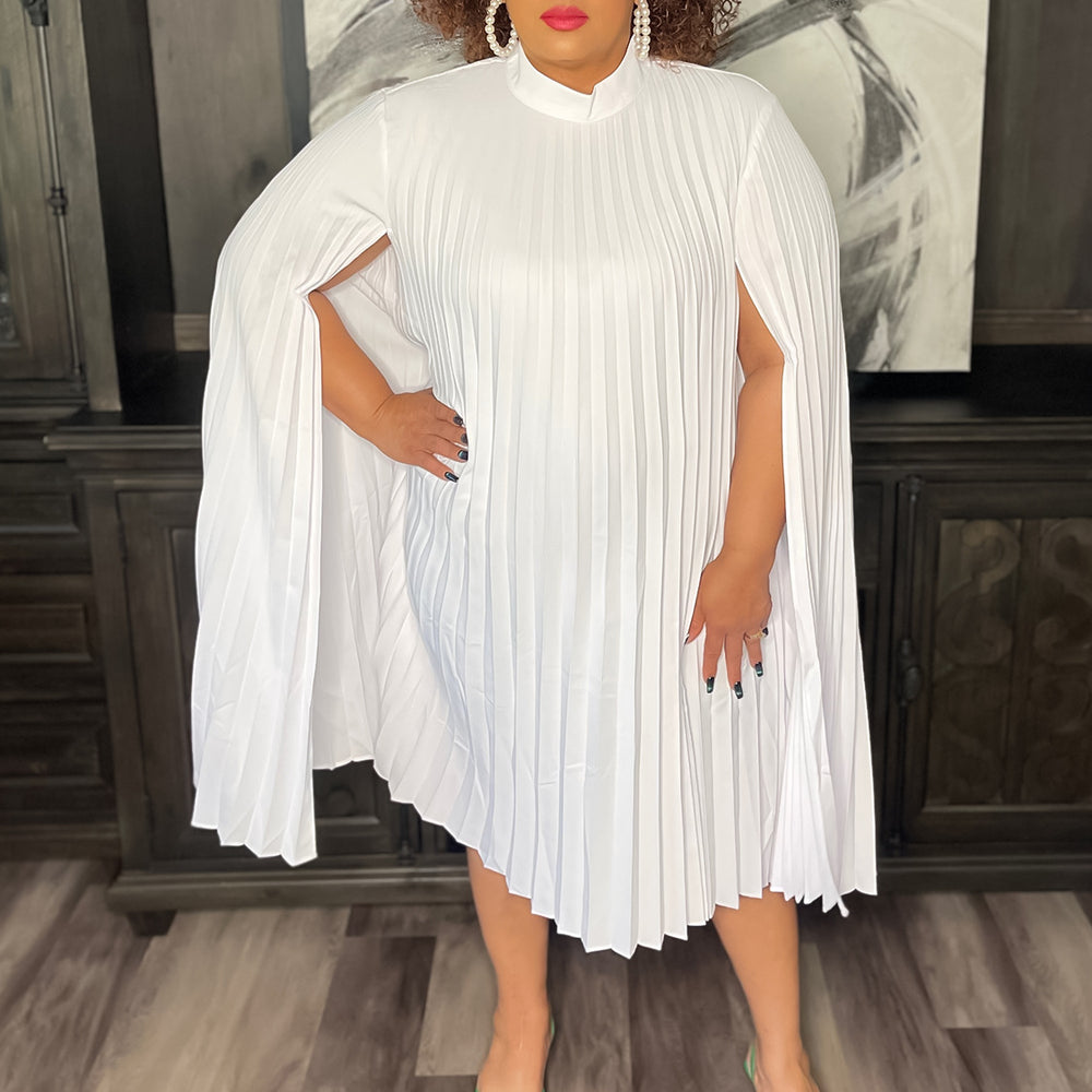 C8546 european and american women's clothing  new fashion elegant cape loose pleated plus size african dress