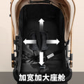 Upgraded four-wheel universal baby stroller - convertible reclining infant carriage with one-click fold