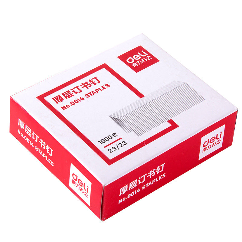 Deli Thick Layer Staples 0014 Office Financial Binding Staples, 1000 pieces/box for heavy staplers