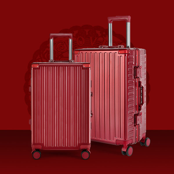 Yongsheng high-end suitcase 24-inch anti-drop red wedding trolley case universal wheel large-capacity password case suitcase