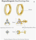 Luxury-inspired new earring set: copper electroplated micro-paved zirconia fashion round earrings and ear studs - exquisite design