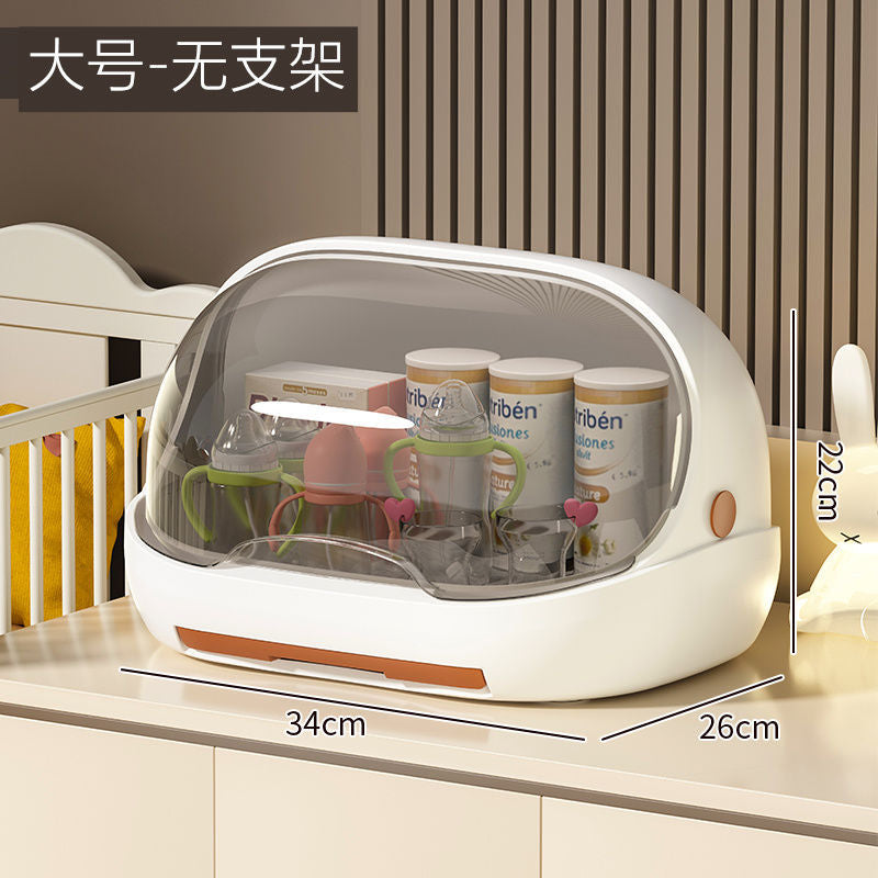 Bottle storage box Large capacity flip cover Dust drain rack Covered baby products Supplementary food tableware Drain storage box