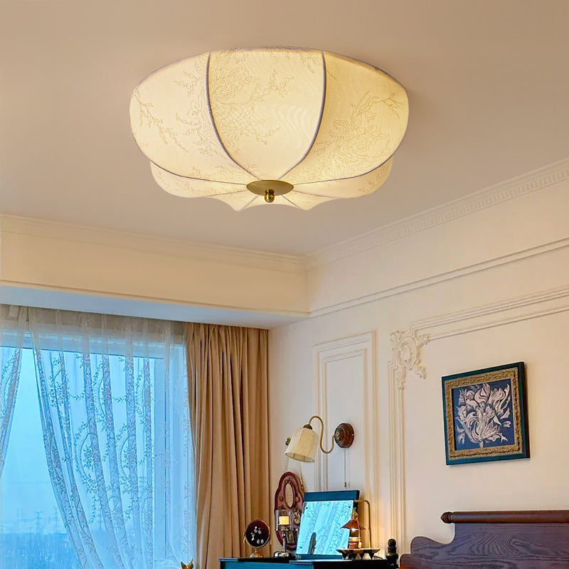 Huiyuan bedroom light French retro new modern simple fabric lighting master bedroom room ceiling light E