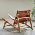Hunting chair solid wood single sofa chair designer saddle leather casual chair living room retro chair balcony back chair