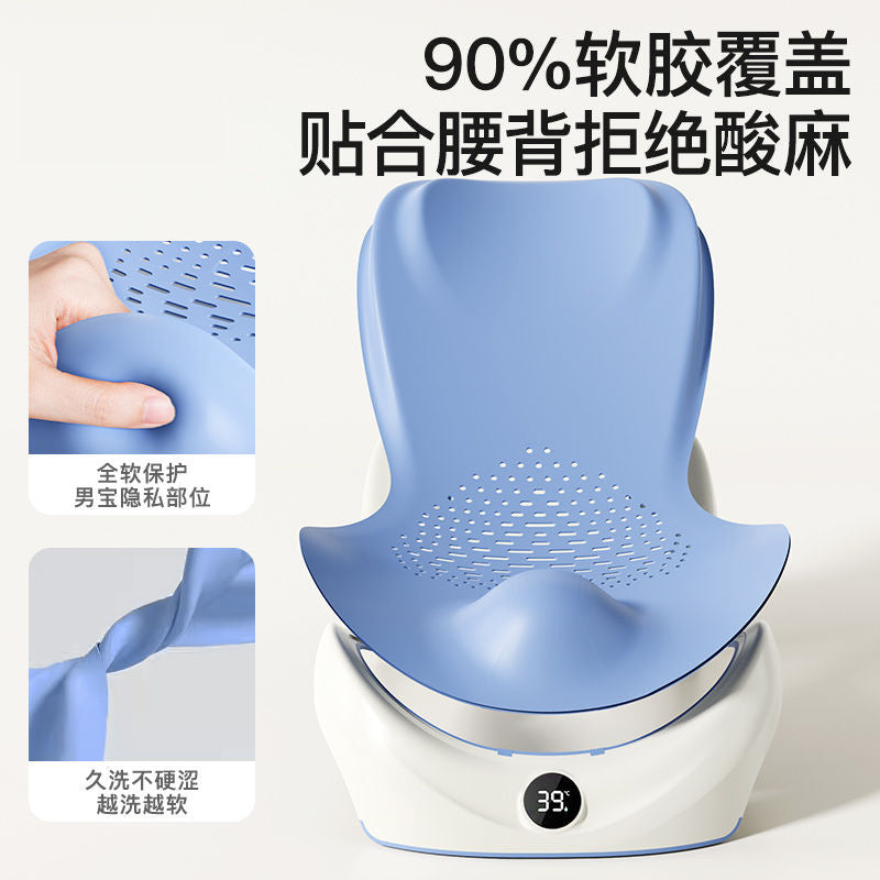 Baby bath support seat - reclining bath bed with non-slip mat & bath net - universal fit