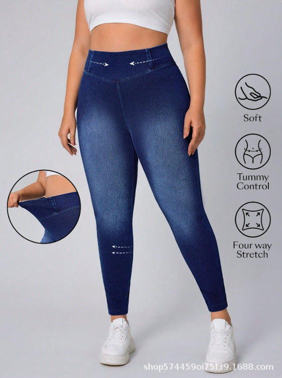new arrivals: plus-size women's high-waisted, tummy-control, slimming, four-way stretch jeans for , , and european & american markets