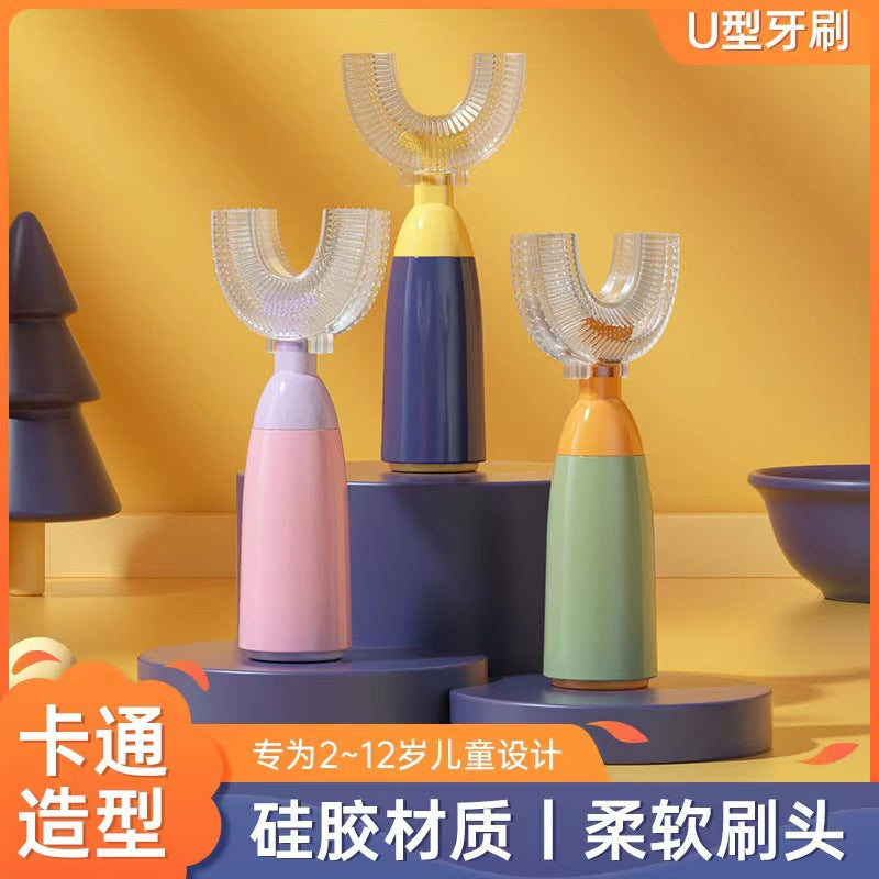 English card-mounted children's u-shaped toothbrush silicone soft-bristled toothbrush oral cleaning brush children's toothbrush wholesale