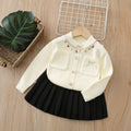 Girls' sweater set: new autumn  collection - chanel-inspired two-piece knit outfit for little girls